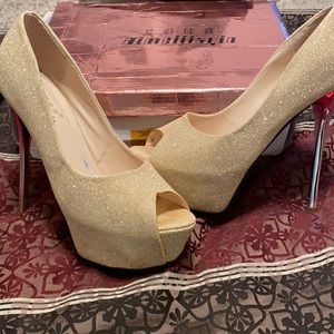 Party Bling Metallic Shine Heels Size 38